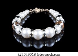 A pearl necklace and a chain with a pendant Drawing | kch0062 | Fotosearch