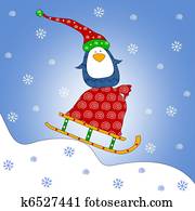 Penguin on sled Penguin on sled