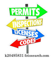 Permits Inspections Licenses Codes Words Arrow Road Signs Permits Inspections Licenses Codes Words Arrow Road Signs