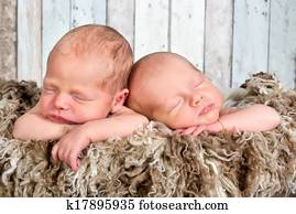 recem nascido, gêmeo, bebê, caras