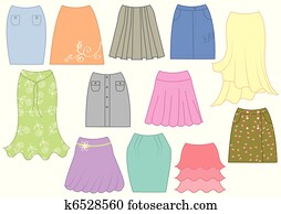 Vector skirts for woman fashion on white Vector skirts for woman fashion on white