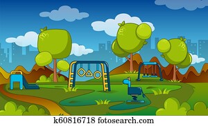 מגרש משחקים, concept,, ציור היתולי, סיגנון