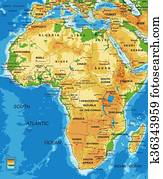 africa-physical, מפה
