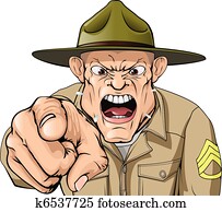 Cartoon angry army drill sergeant shouting Cartoon angry army drill sergeant shouting