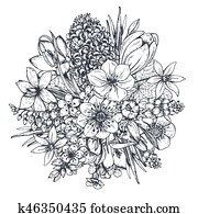 Floral composition. Bouquet with spring flowers. Floral composition. Bouquet with spring flowers.