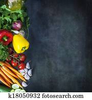 Food Background on Dark Slate