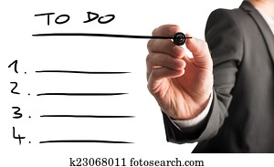 hombre de negocios, dibujo, arriba, un, para hacer la lista