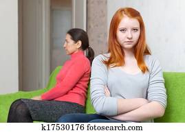 mãe, e, adolescente, filha, tendo, conflito