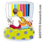 par jovem, televisão assistindo