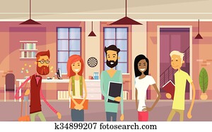 People Group In Modern Business Office, University Students People Group In Modern Business Office, University Students