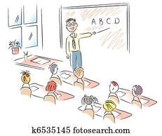 Vector classroom with teacher and school children Vector classroom with teacher and school children