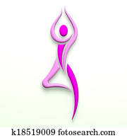 יוגה, עץ מניח, בן אדם, ורוד, color.