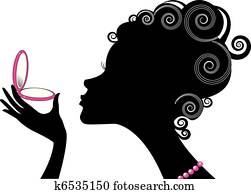 肖像, ......的, 婦女, 由于, 協定, 力量, .make, 向上, cosmetic.