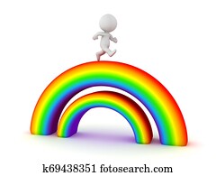 3D Character running on top of double rainbow 3D Character running on top of double rainbow