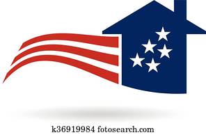 American Flag house logo. Vector graphic design American Flag house logo. Vector graphic design