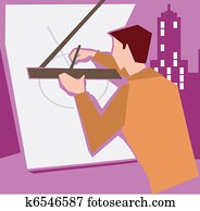 Architect making a blueprint