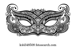 black lineart venetian carnival mask silhouette black lineart venetian carnival mask silhouette