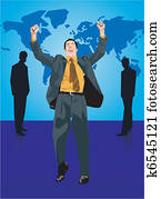 businessman standing, s, jeho, arms chov