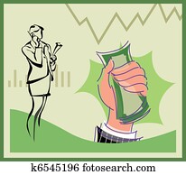 Businesswoman talking on cell phone and hand holding money Businesswoman talking on cell phone and hand holding money