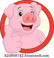 caricatura, porca, mascote