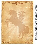 Cowboy old paper background .Retro rodeo poster Cowboy old paper background .Retro rodeo poster