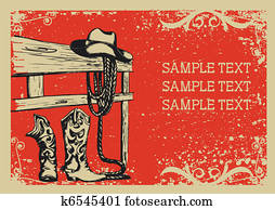 Cowboy's, elementos, para, vida, .Vector, gráfico, imagem, com, grunge, fundo, para, texto