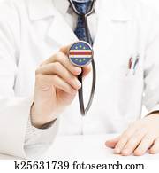 Doctor holding stethoscope with flag series - Cape Verde