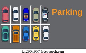 draufsicht, von, a, stadt, parken