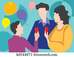 Family having drink while enjoying party