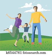 Family playing on hills Family playing on hills