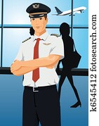 Front view of a pilot looking at camera  