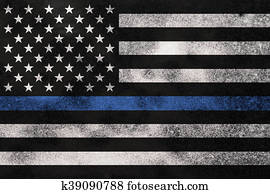 Grunge Textured Police Support Flag Background