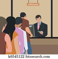 People withdrawing money at bank People withdrawing money at bank