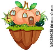 pfirsich, haus, auf, dass, felsformation pfirsich, haus, auf, dass, felsformation