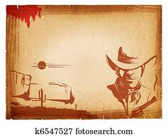 POster with western elements on old paper background. Retro POster with western elements on old paper background. Retro