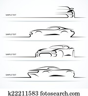 Set of modern car silhouettes. Set of modern car silhouettes.