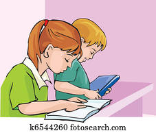 Side view of student studying with concentration 