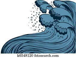 Storm in blue sea. Vector big waves on white background Storm in blue sea. Vector big waves on white background