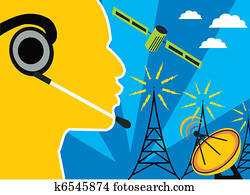 Telecom towers with satellites