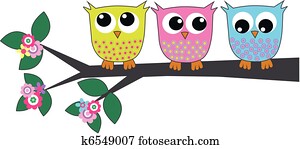 three cute owls three cute owls