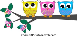 three cute owls three cute owls