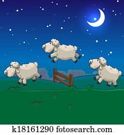 Three sheep jumping over the fence. Count them to sleep. Three sheep jumping over the fence. Count them to sleep.