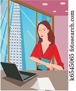 vorderansicht, von, a, berufstätige frau