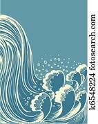 Waterfall. Vector blue water waves background Waterfall. Vector blue water waves background