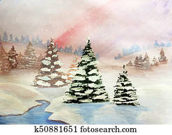 winterbilder, wald, landschaft., bild, mit, weihnachtsbaum