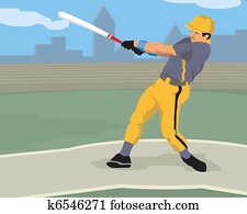 שחקן של בייסבול, להכות, עם, a, עטלף של בייסבול