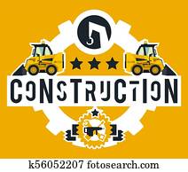 イラスト 上に 主題 の 建設 Works 建設 Machinery 特別 Equipment ﾚﾀﾘﾝｸﾞ 上に 隔離された バックグラウンド 工事用重機 ロゴ 手の 保有物 A Wrench 平ら スタイル クリップアート 切り張り イラスト 絵画 集 K