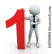 3d businessman with no. 1