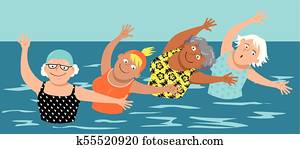 aerobics água, para, mulheres