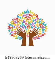mano humana, árbol, concepto, para, comunidad, ayuda